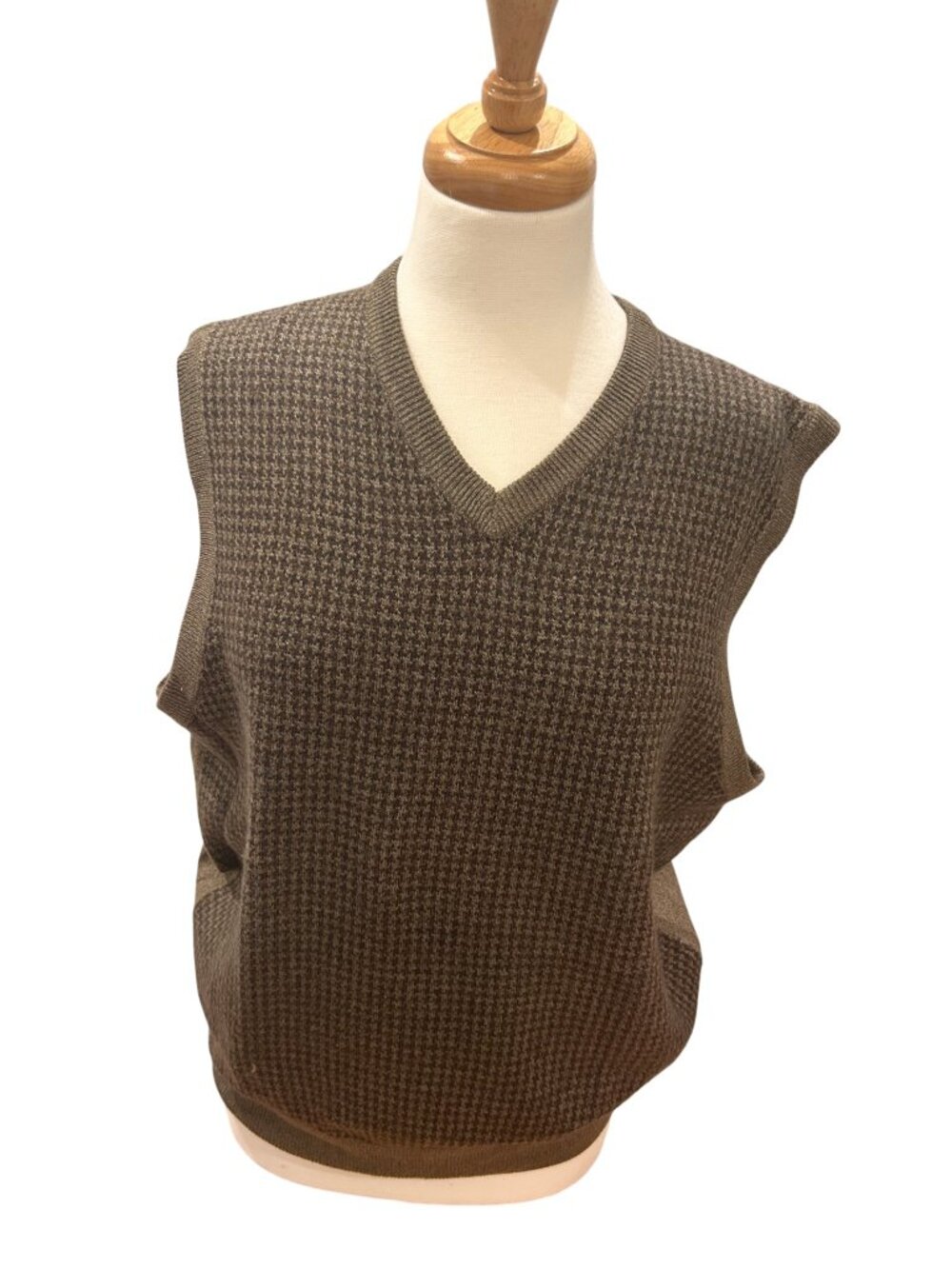 Dockers Brown Houndstooth Knit V-Neck Sweater Vest Men's Medium